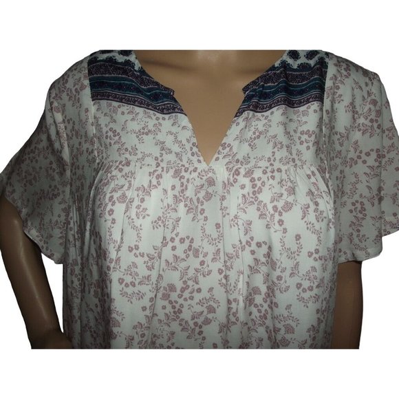 Old Navy Dress XL Short Sleeve Shift floral print v-neck boho peasant Summer - Picture 2 of 10